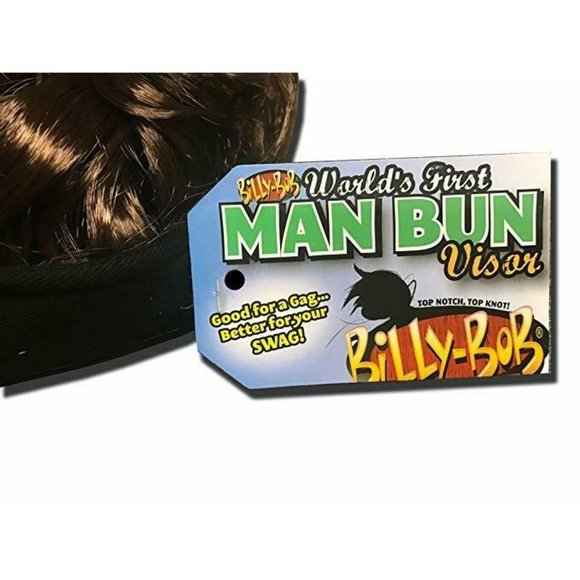 Billy-Bob Man Bun Visor Brown Hair Black, One Size - Picture 3 of 3